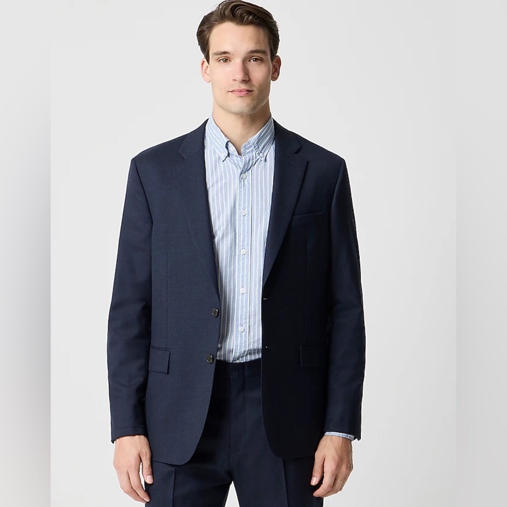 J.Crew Factory Men’s Navy Wool Thompson Blazer Size 36S Two Button Suit Jacket